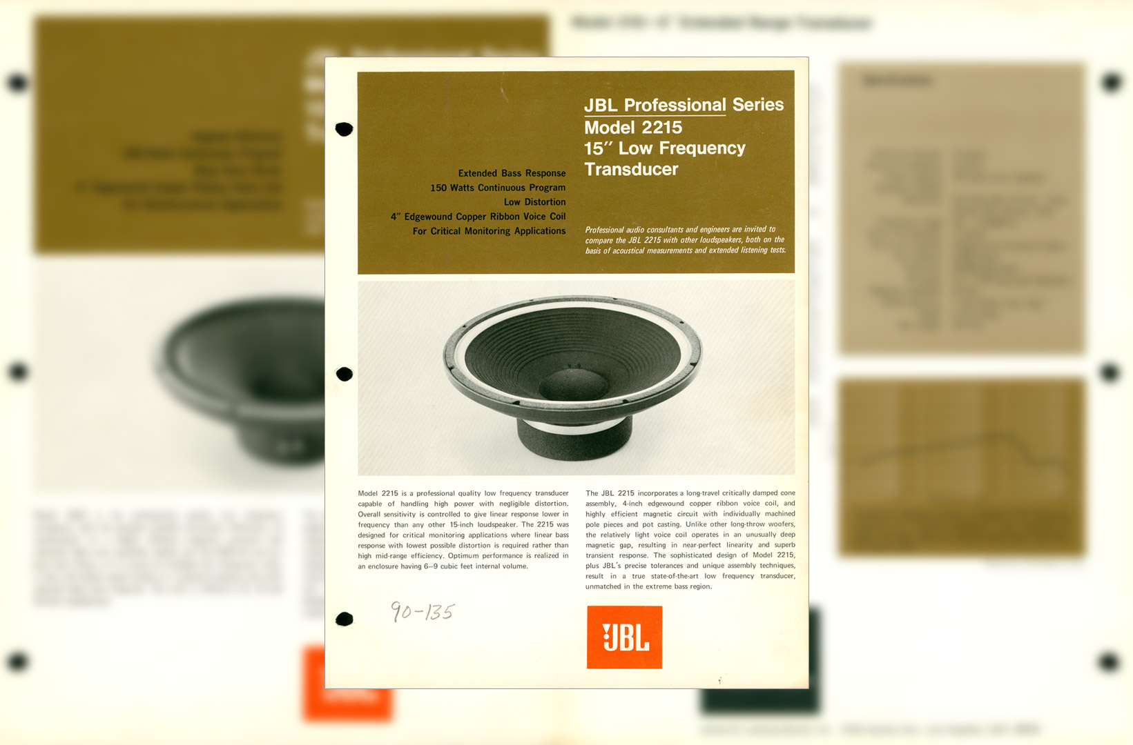 Jbl 2215 15 In Lf Transducer About Prosound Interesting Stuff In